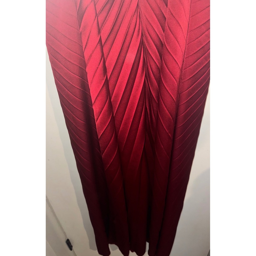Abercrombie & Fitch Red Giselle Sunburst Pleated Maxi Dress Ruched XXL Tall - Picture 10 of 10